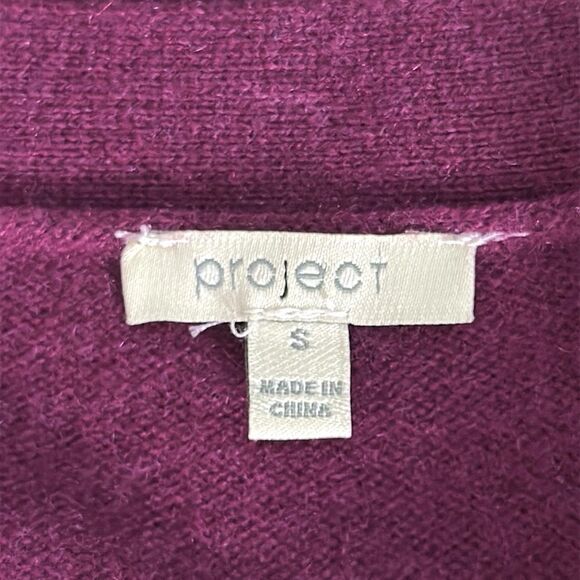 PROJECT Cashmere Open Front Cardigan Sweater Purple V-neck size S - Picture 6 of 8